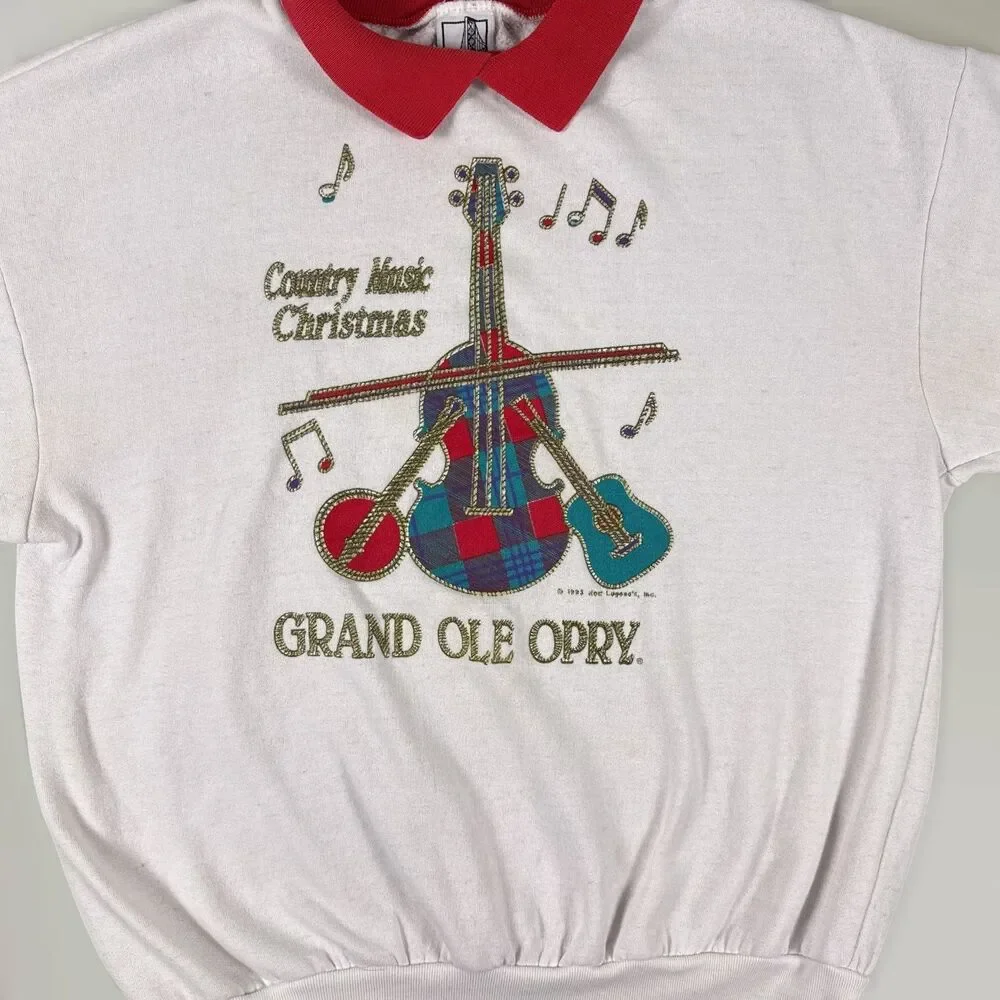 Vintage Grand Ole Opry Collared Sweatshirt Country Music Christmas 90s Sz XL